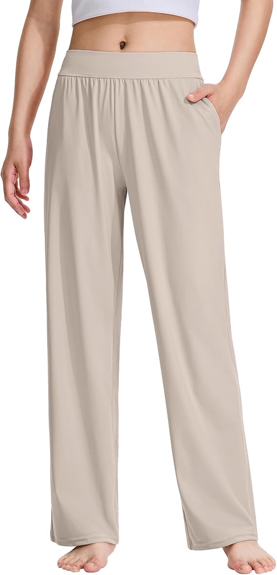 JOCMIC Girls Wide Leg Pants Elastic Waist Stretchy Trousers with Pockets | Stretch Fabric, High Waist, All Day Comfort, For School Yoga Daily Casual