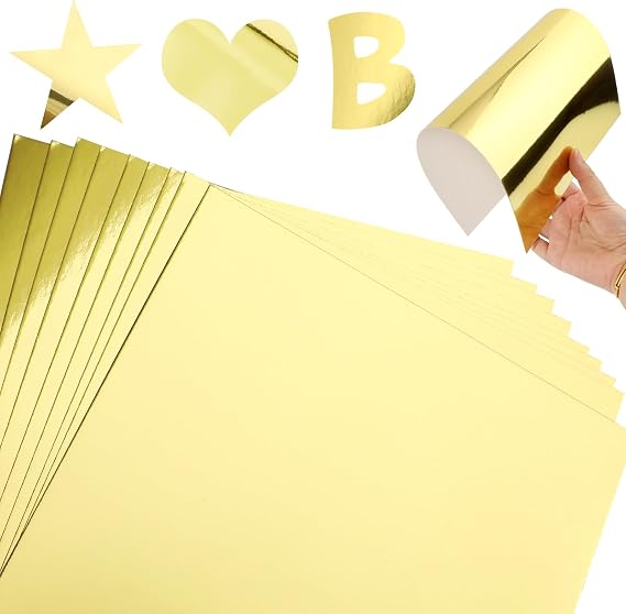 30 Sheets Metallic Gold Cardstock Paper,8.3x11.7 Inch 250gsm Mirror Foil Paper for Scrapbooking,Invitations,Greeting Cards,Crafts,Compatible with Die Cutters and Plotters(A4 Size)