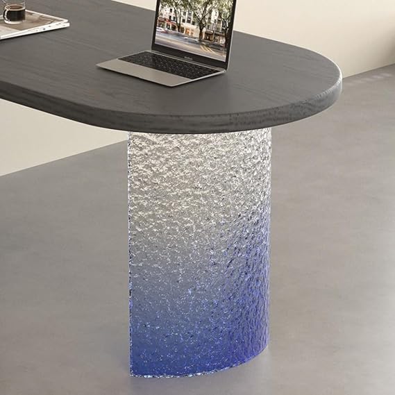 YVYKFZD Acrylic Table Legs, Heavy Duty Desk Legs, Semi-Circular Floating Furniture Leg, Simple Replacement Dining Table Base, for Coffee Tables, Bench, Bar(Blue,1 Pcs)