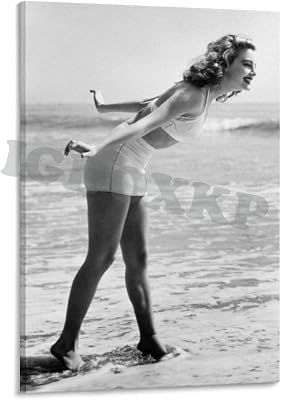 AANAN Ava Gardner Poster Model Portrait Poster Bikini Swimsuit in Profile Rare on Beach 1940s Poster Wall Art Canvas Print Picture Office Room Art Poster Frame-style 08x12inch20x30cm