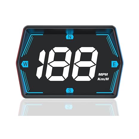 Universal Car GPS Head Up Display - Digital Speedometer with LED Backlight, Overspeed Warning Alarm & Compass for All Cars in MPH/Km/h