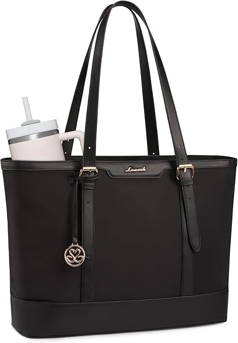 LOVEVOOK Work Tote Bag for Women 15.6 Inch Laptop Computer Bags with Cup Holder, Large Teacher Bag Briefcase for Business Office Travel