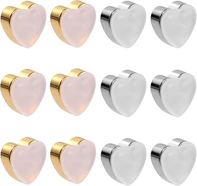 Silicone Flat Earring Backs for Studs, Clear Comfort Design, 14K Real Gold Plated Pack of 12 - Heart Shape