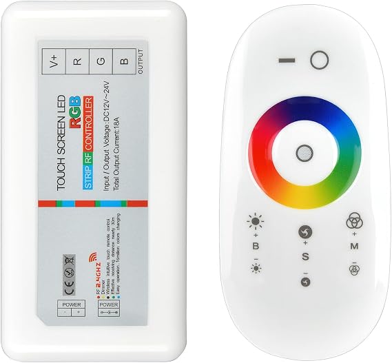 2.4GHz RF Touch Remote RGB LED Controller and Phone Adapter Touch Screen Dimmer for 5050 3528 RGB Flexible LED Strip Light (Support DC12V~24V)