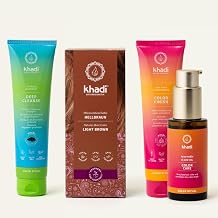 khadi Natural Hair Color ColorCycle Bundle LIGHT BROWN Natural Hair Color + DeepCleanse Shampoo + ColorFinish Conditioner + ColorCare Hair Oil