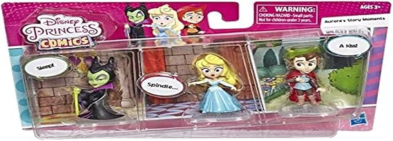 Disney Princess Comics Dolls, Aurora's Story Moments Long Walks with Maleficent and Prince Phillip, 3 Collector Toy Figures and Comic Strip