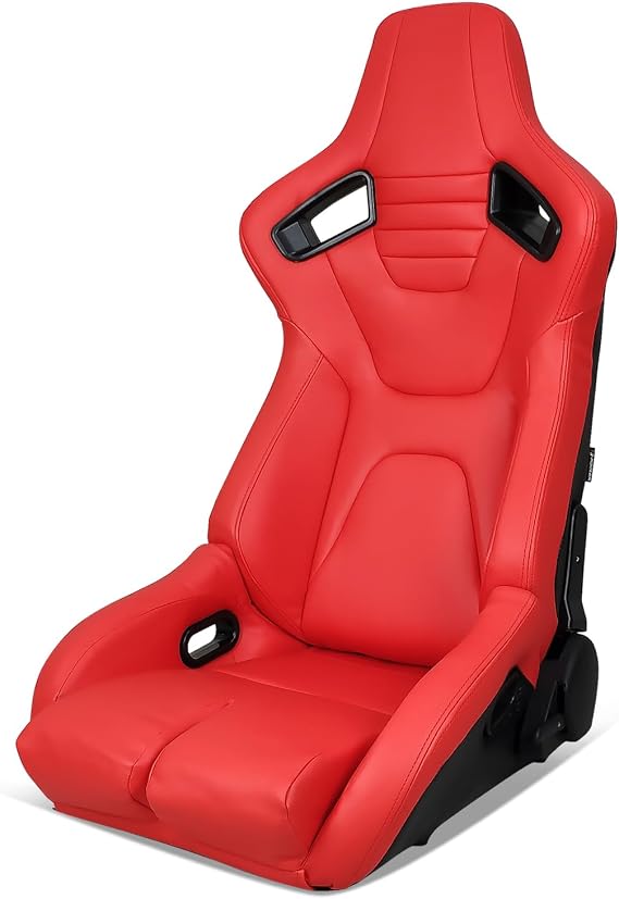 Universal Racing Seat with 16" Dual Slider Red PU W/Red Stitching Driver