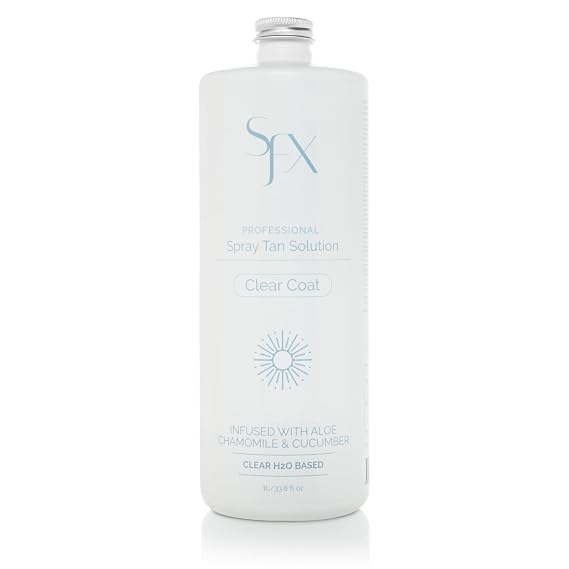 SunFX Clearcoat All Natural Spray Tanning Solution 4 Fl Oz Dark Summer | All Natural, No Bronzers, Infused with Botanicals, Clear Formula, Spray Tan Solution, Travel Size
