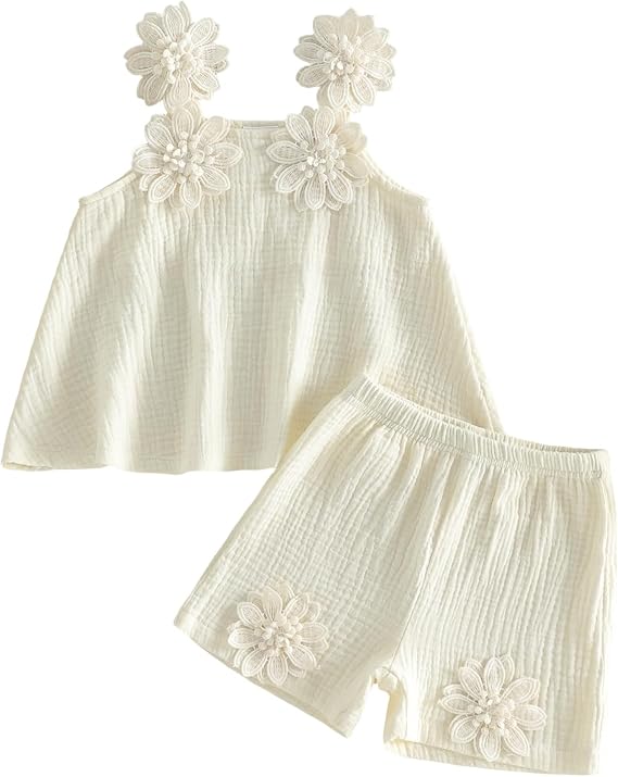 ZAXARRA Infant Baby Girl Summer Outfit Sleeveless Cherry Print Waffle Romper Ruffle Shorts Bow Headband Cute Shorts Set