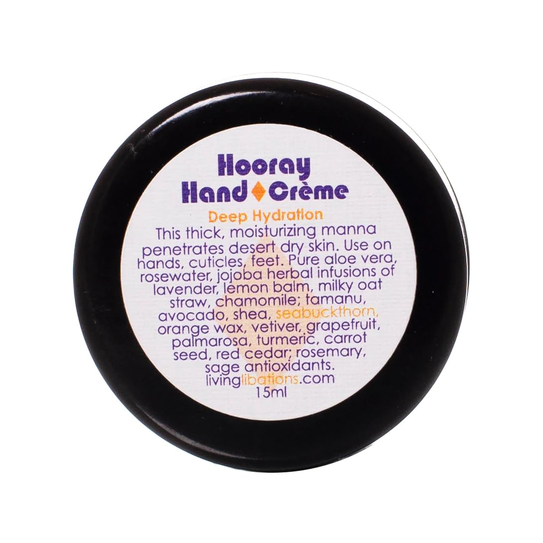 LIVING LIBATIONS - Organic Hooray Hand Crème | Natural, Wildcrafted, Vegan Clean Beauty 0.5 oz | 15 ml