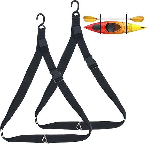 Kayak Storage Strap,Kayak Hanging Straps 1in/1.5in Wide,Adjustable Kayak Wall Mount Straps,Kayak Storage Strap System With Paddle Loops for Hanging 1or 2 Kayak,Paddle Board,Surfboard,Canoe(2/4 Pack)