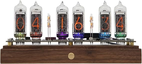 Nixie Tube Clock IN14 Glow Tube Clock with Dust Cover, Remote Control Setting, Supports WiFi Timing, Turns RGB Backlight On/Off, 12/24 Hour Switching, Cyberpunk Decoration