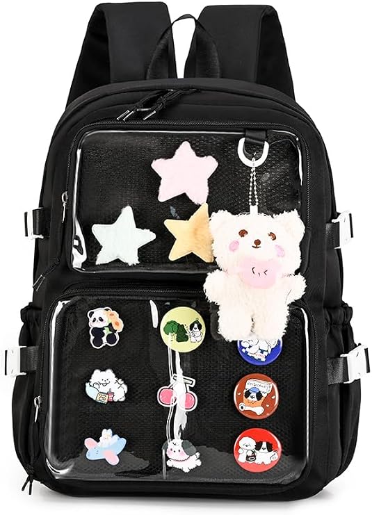JARKJARD Ita Bag Clear Pin Display Backpack with Insert, Black