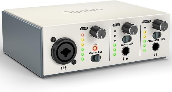 USB C Audio Interface for Recording Music, Streaming, Podcasting, Silver