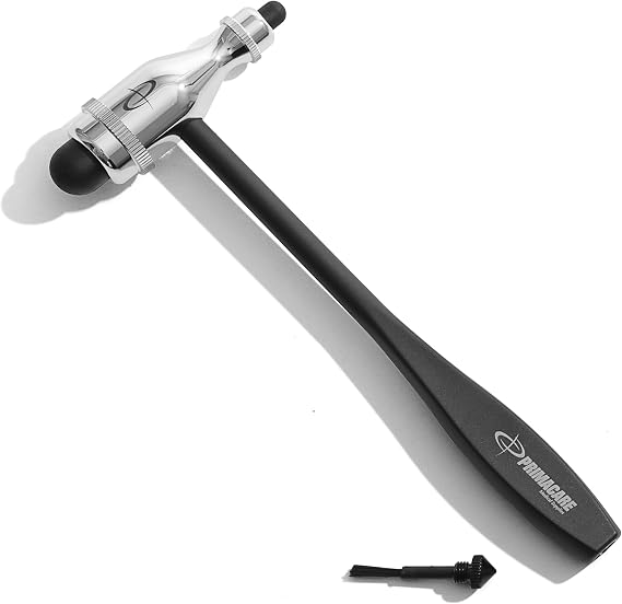 Primacare DH-3695 Tromner Neurological Reflex Hammer with Built-In Brush, Medical Diagnostic Percussion Hammer for Reflex Testing, Neurology Exam Tool for Clinics, Nurses, EMTs and Students