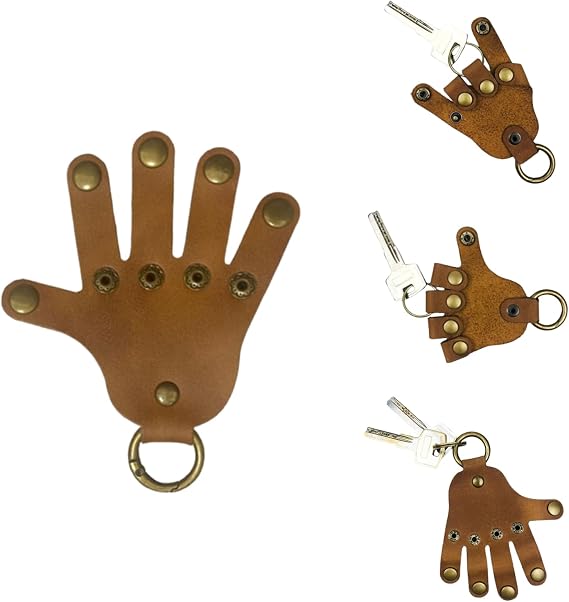 1 Pack Handmade Leather Keychain Vintage Leather Hand Key Organizer Personalized Hand Keyring Organizer for Men Women