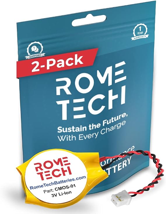 Rome Tech Replacement CR2032-LC1 CMOS Battery for Sony PlayStation 2/3 - PS2 PS3 Backup RTC BIOS Battery - 2 Wire Cable (2-Pack)