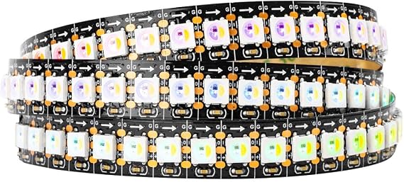 BTF-LIGHTING RGBW RGB+Warm White SK6812 (Similar WS2812B) Individually Addressable 3.28ft 144Pixel/LED 4 Colors in 1 LED UL Listed Dream Color LED Strip IP30 DC5V Black PCB(No Adapter or Controller)