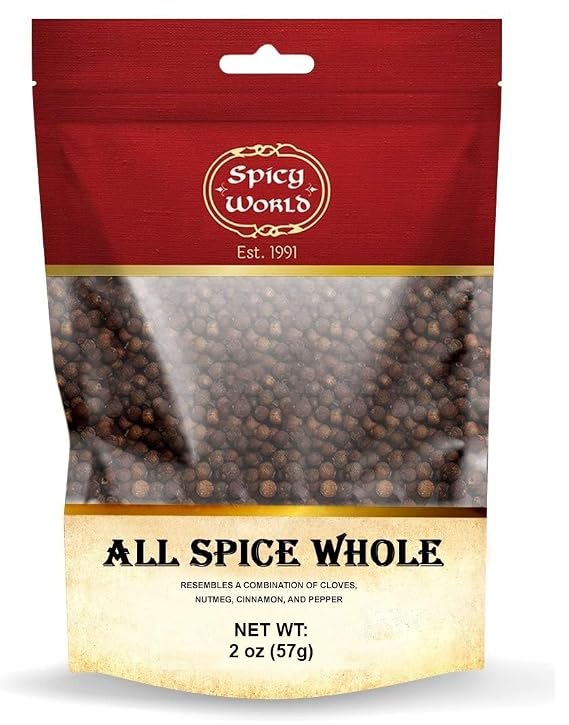 Spicy World Whole Allspice Berries 2oz (57g) Premium Quality, Natural & Vegan, Aromatic All Spice for Cooking, Baking & Pickling