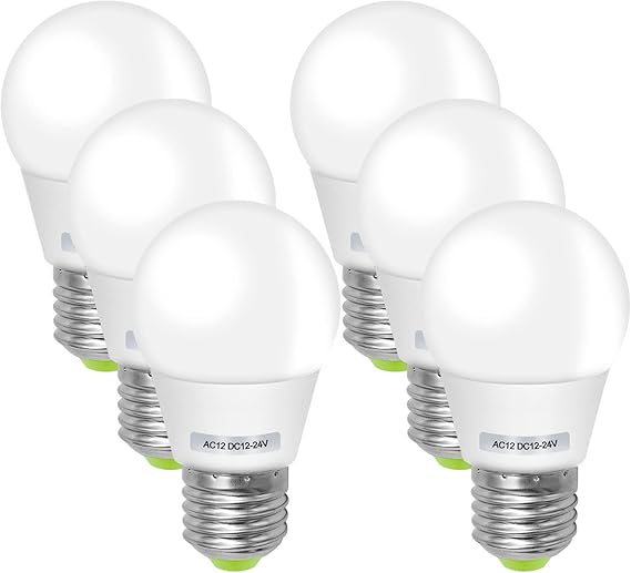 E27 LED Edison Bulb 3W Cool White for 12V Solar Lighting, Caravan, Boat, RV - Low Voltage AC/DC 12-24V (6 Pack) [Energy Class F]