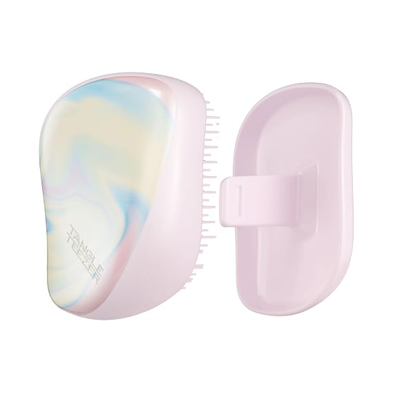 Tangle Teezer | The Compact Styler Detangling Hairbrush | Travel-Friendly with Protective Cover & Two-Tiered Teeth Design | Perfect for Wet, Dry & Flyaway Hair | Ice Cream Swirl