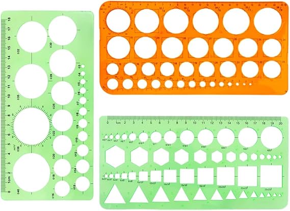 3 Pieces Drawing Stencil, Measuring Plastic Templates Ruler Quilting Tool Circle Ruler for Drawing Aids Multi-Function Round Geometric Stencil Rulers Drawing Set for School Office Designing
