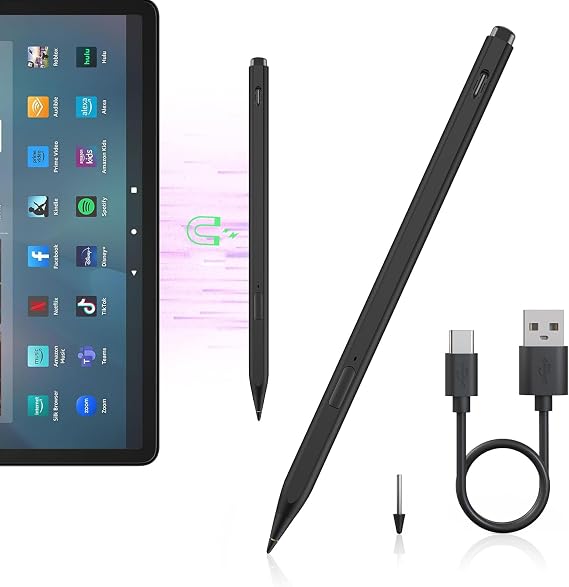 Milikilo AMZ Fire Tablet Stylus Pen for Amazon Fire Max 11 2023 Release & Amazon Fire HD 10, 13th Gen, 2023 Release Tablets,Stylus with USB-C Fast Charging, 4096 Fine Control