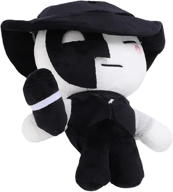 Tangxi 7.9 Inch Soft Plush Gaming Character Doll, Black White Stuffed Toy for Collectors