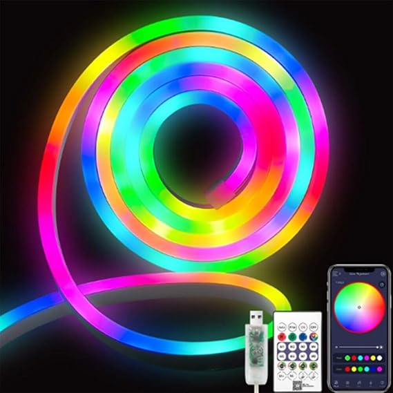 5 Metre USB Bağlantılı RGB Pixel Neon LED - Kumandalı, Bluetooth ile Kontrol, Zamanlayıcılı Esnek Şerit Işık - Cata - CT-4567 [Enerji Sınıfı F]
