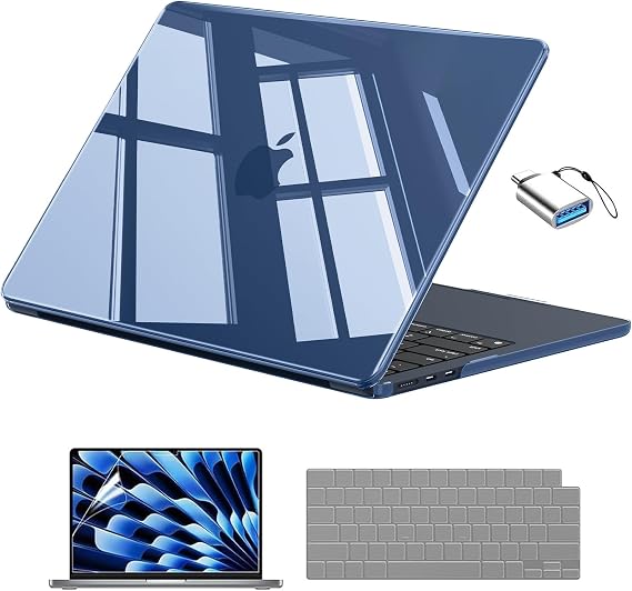 EooCoo for MacBook Air 13 inch Case M5/M4/M3/M2 2026-2022, Crystal Midnight