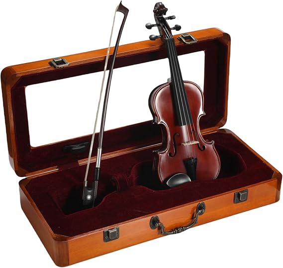 Smallest Handmade Solid Wood Violin 1/32 with Matching Display Wooden Case - Playable Size,Fully Functional
