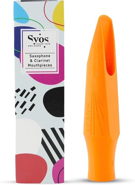 Syos Baritone Saxophone Mouthpiece Spark Model, 6 Tip Opening, Lava Orange - Bright Sound, Powerful Projection, High Step Baffle, Easy-To-Play, Perfect for Funk & Rock, Made in France