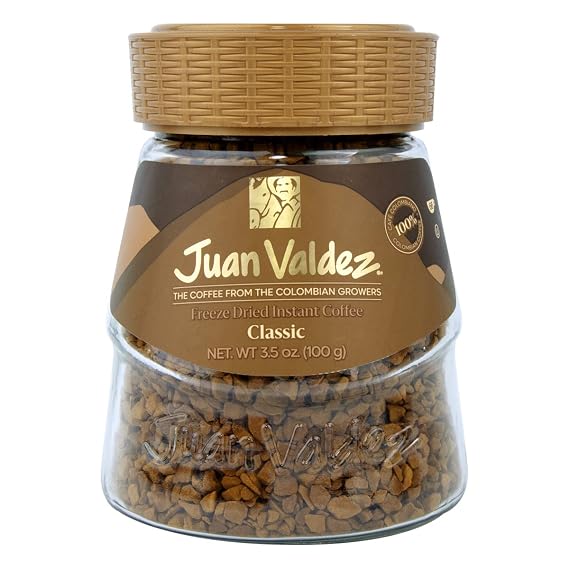 Juan Valdez Freeze-Dried Instant Coffee - Classic Flavor | 100% Colombian Arabica Beans | 3.5 oz / 100 g Jar | Smooth & Rich Taste 100% Colombian Coffee | Easy to Prepare