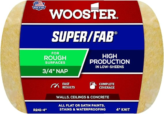 Wooster Brush R241-4 Super/Fab Roller Cover, 3/4-Inch Nap, 4-Inch