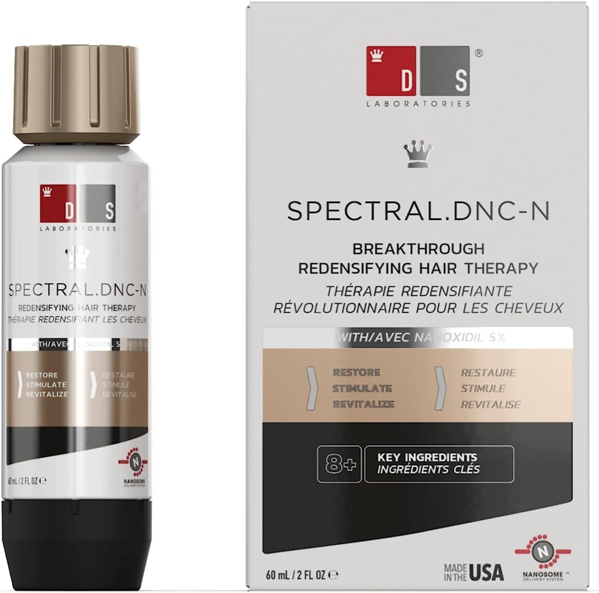 Spectral.DNC-N Leave In Serum to Support Hair Growth by DS Laboratories - Minoxidil Alternative for Men and Women, Experience Fuller, Thicker Hair, Water Based Formula 60ml