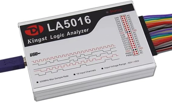 LA5016 USB Logic Analyzer 500M Max Sample Rate,16Channels,10B Samples, MCU,ARM,FPGA Debug Tool English Software