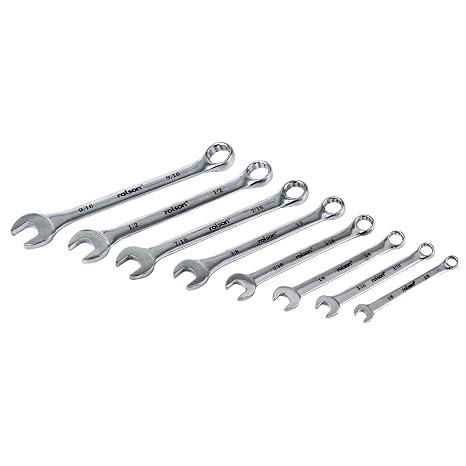 Rolson 46599 8 pc Whitworth Combination Spanner Set