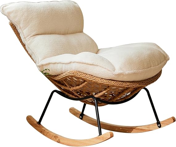 Modern Rocking Chair Indoor, Glider Chair, Upholstered Indoor for Nursery, Bedroom, Living Room
