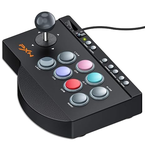 PXN 0082 Arcade Stick with Turbo, Macro & Joystick/D-Pad Mode Switch, USB Fight Stick for PC, Xbox Series X|S, Xbox One, PS4, PS3 & Switch