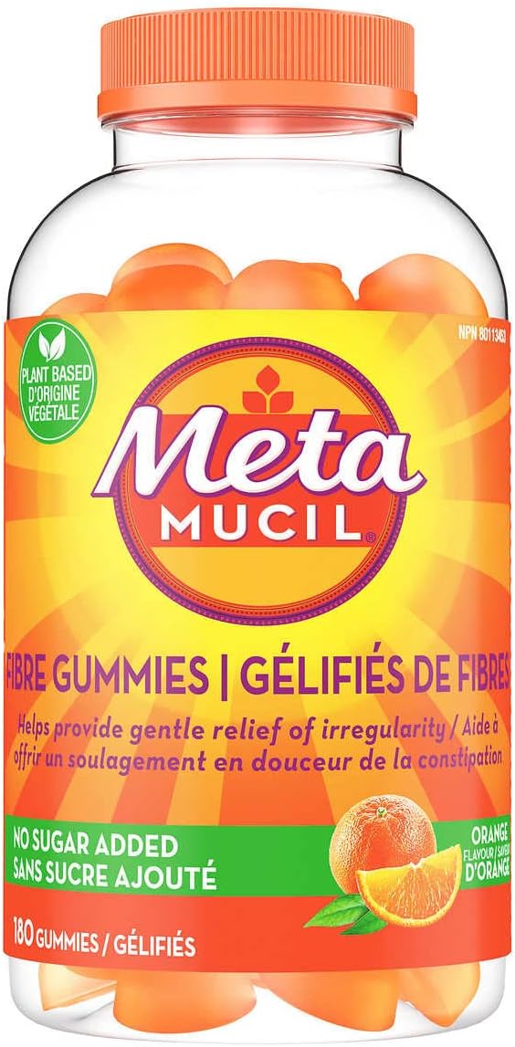 Metamucil Fibre Gummies Plant Based & No Sugar Added, Help Provide Gentle Relief of Irregularity - 180 Gummies