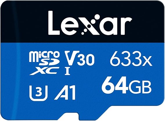 Lexar 633x 64GB Micro SD Card, microSDXC UHS-I Card W/O SD Adapter, microSD Memory Card, up to 100MB/s Read, A1, Class 10, U3, V30 (LMS0633064G-BNNAA)