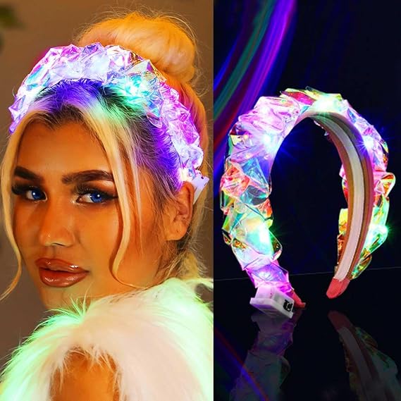 Light Up Headband LED Hair Bands Luminous Braided Hair Hoop Halloween Party Festival Hair Accessories for Women