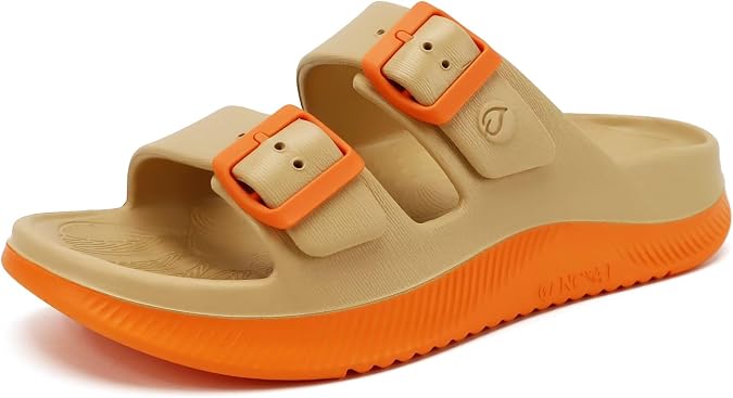 ONCAI Womens Recovery Sandals with Arch Support Plantar Fasciitis Orthotic Adjustable Buckle Open Toe Thick Cushion Outdoor Girls Sport Slides Athletic Summer Comfortable Rubber Soles Size US 6-11