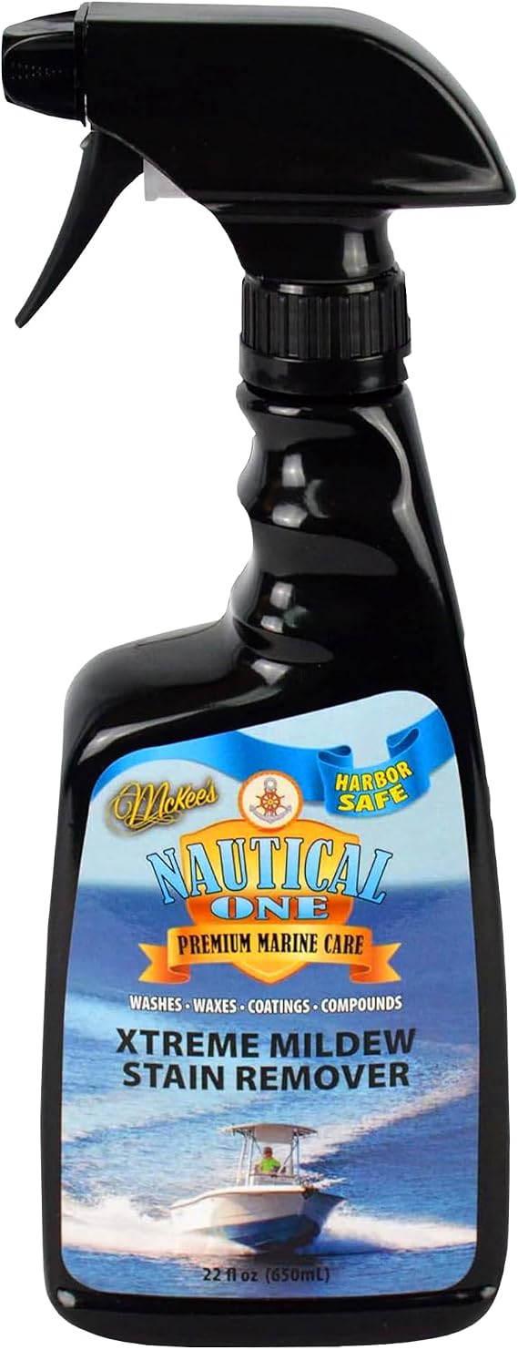 McKee's 37 Nautical One - Xtreme Mildew Stain Remover | Powerful Marine Mold and Mildew Stain Remover, Non-Bleach Spray for Boat Interior & Exterior (22 oz) | Stain Remover for Boat Interior & Exterior