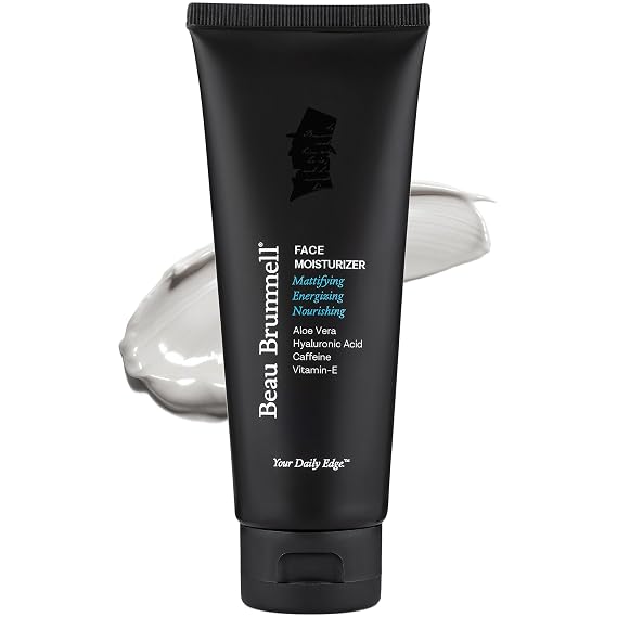 Beau Brummell for Men Matte Finish Face Moisturizer | Fast Absorbing, Lightweight Face Lotion with Vitamins A+E, Aloe Vera & Caffeine | Anti-aging, For Dry or Oily Skin | 4 OZ Tube | Made In America