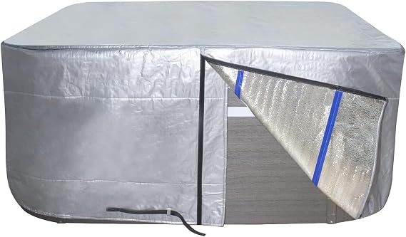 Insulated Hot Tub Cover Thermal Insulation Spa Cover Protector | 170G Polyethylene Waterproof Hot Tub Cover Replacement,Energy-Saving and Eco-Friendly for Keeping Warm (91"x91"x35")