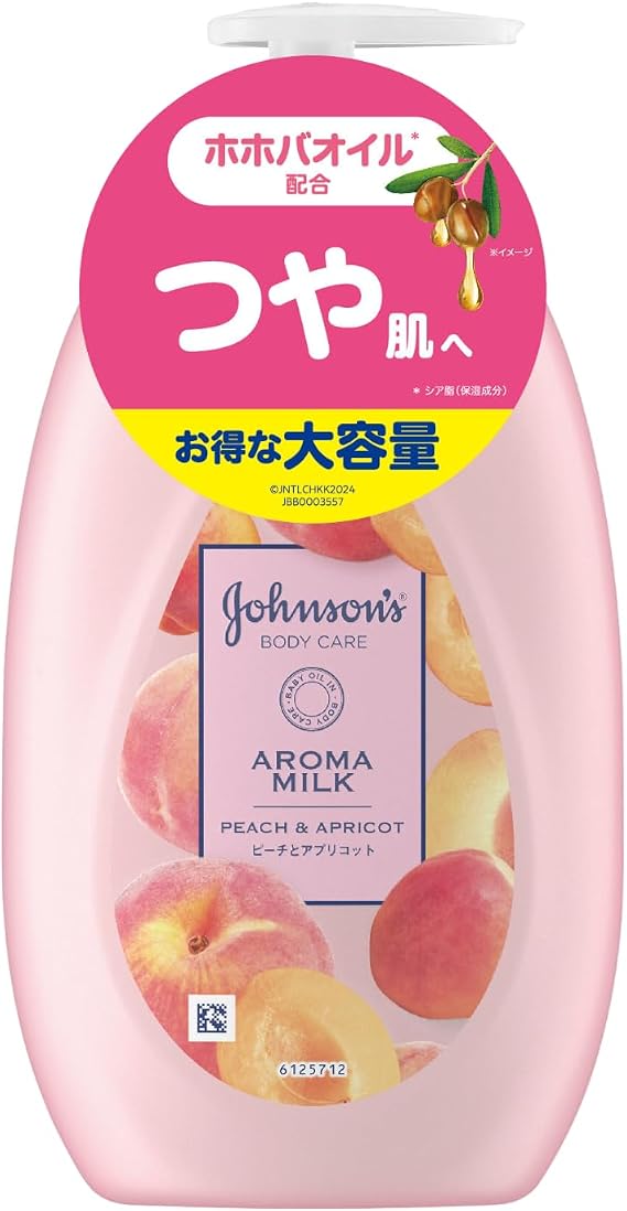 Johnson Body Care, Lasting Aroma Milk, 16.9 fl oz 500 ml, Peach and Apricot Scent, Large Capacity, Body Cream, Body Milk, Lotion Pump, Moisturizing