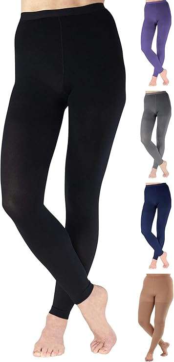 ABSOLUTE SUPPORT Women Compression Leggings 20-30mmHg, Black, 3X-Large | Opaque footless design, eases circulation, varicose veins, pregnancy swelling relief, lymphedema, post-surgery comfort A717