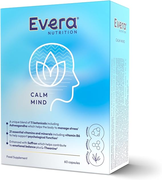 Calm Mind, 60 Capsules | Helps Manage Stress, Supports Mental Wellbeing & Psychological Function | 11 Botanicals Including Ashwagandha + 21 Essential Vitamins & Minerals