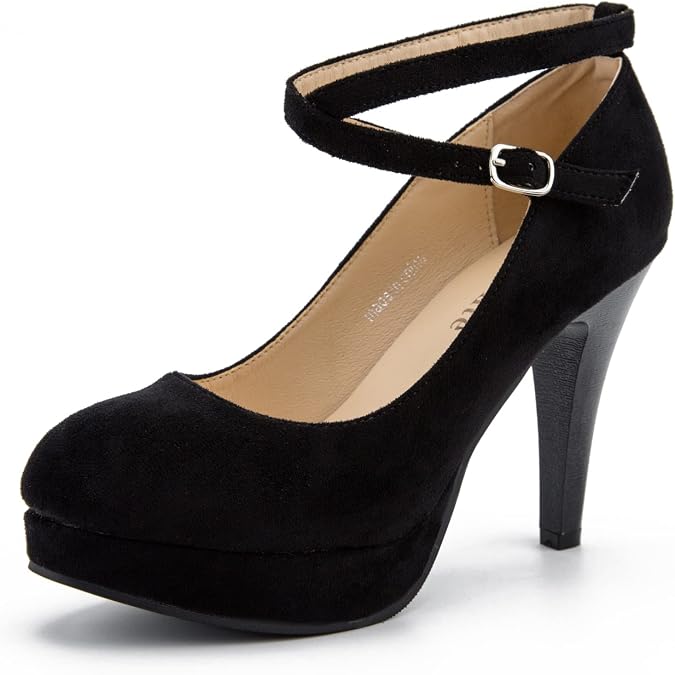 fereshte Women's Platform Pumps, Ankle Strap, High Heel, Closed Toe, Party Wedding Dress Shoes